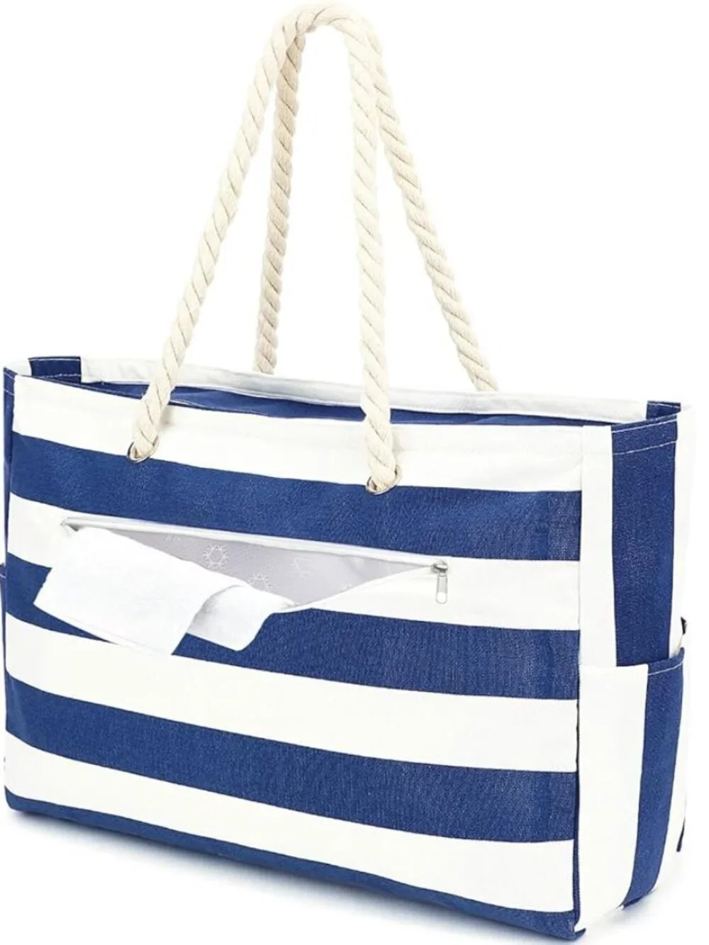 Beach Bag Large Canvas for Women, Beach Bags Waterproof Sandproof with Zipper